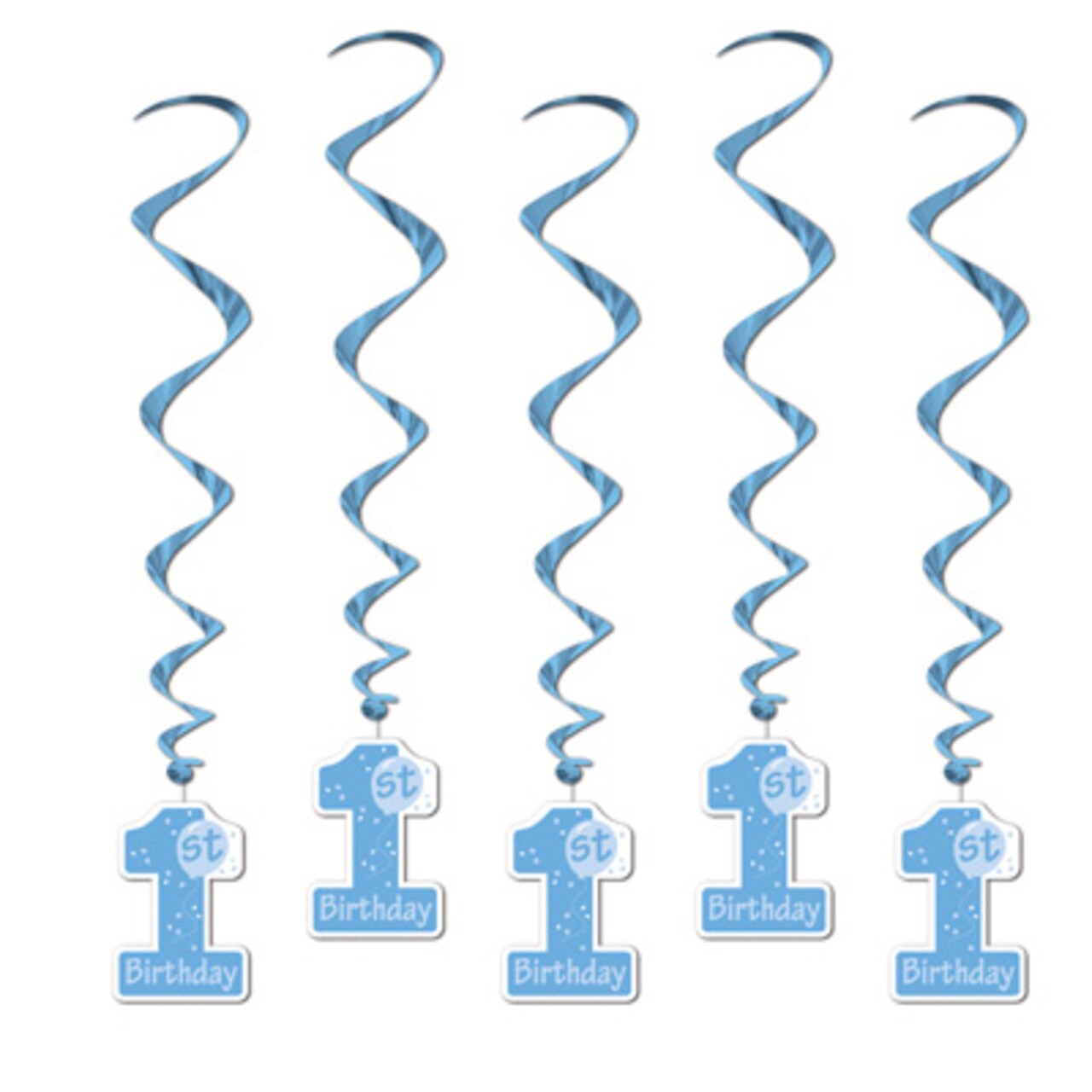 Beistle Pack of 30 Baby Boy 1st Birthday Blue Hanging Party Decoration Whirls 40"